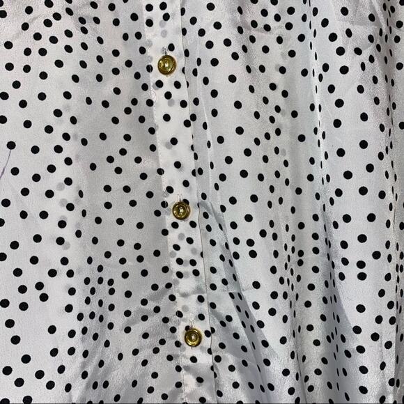 Sunny Leigh White & Black Polka Dot Button Down Flowy Blouse - Picture 3 of 6
